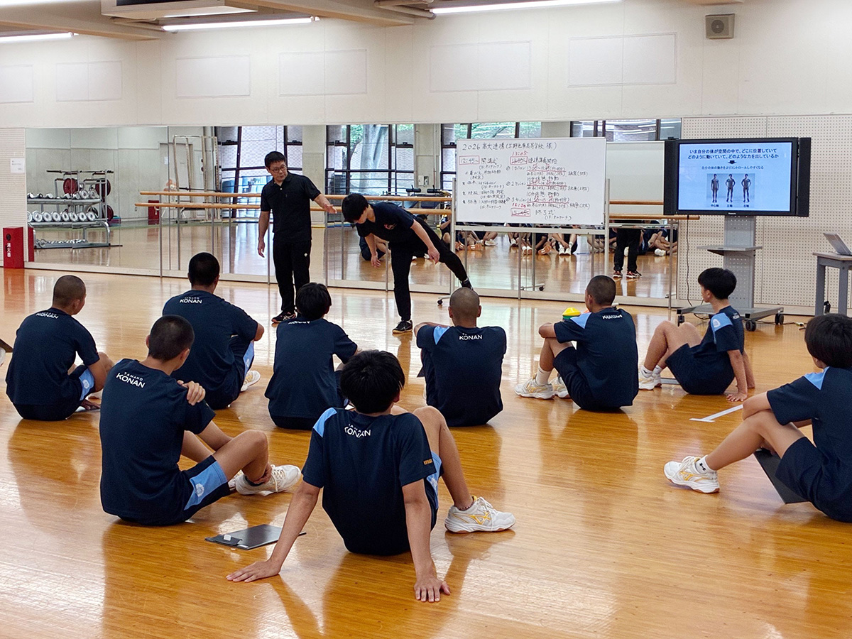 玉野光南高校 コンディショントレーニング、ばねの話、測定、スポーツ科学体験