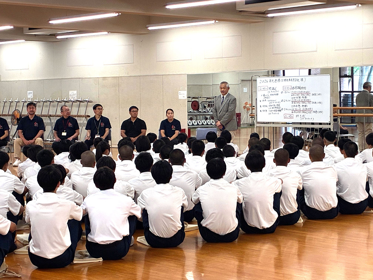 玉野光南高校 コンディショントレーニング、ばねの話、測定、スポーツ科学体験